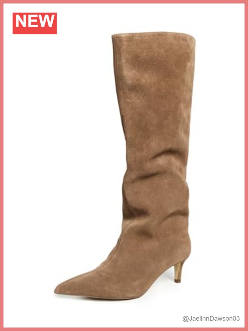 Women's Suede Kitten Heel Knee High Boots Pointed Toe Pull-On